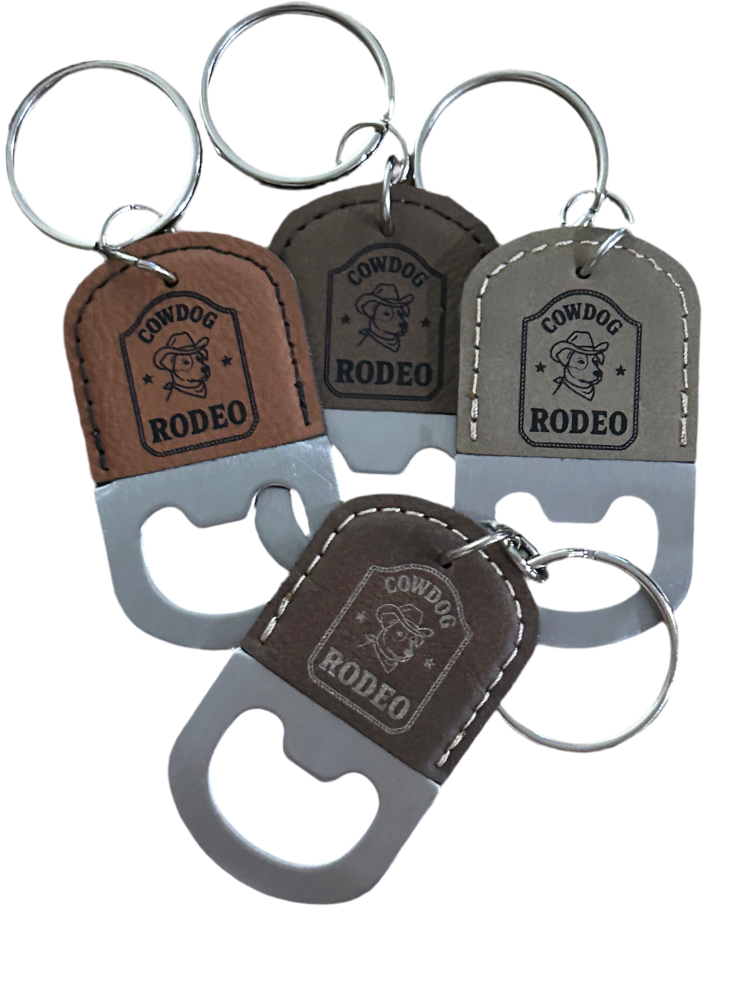 Leatherette Oval Bottle Opener Keychain Two-Sided