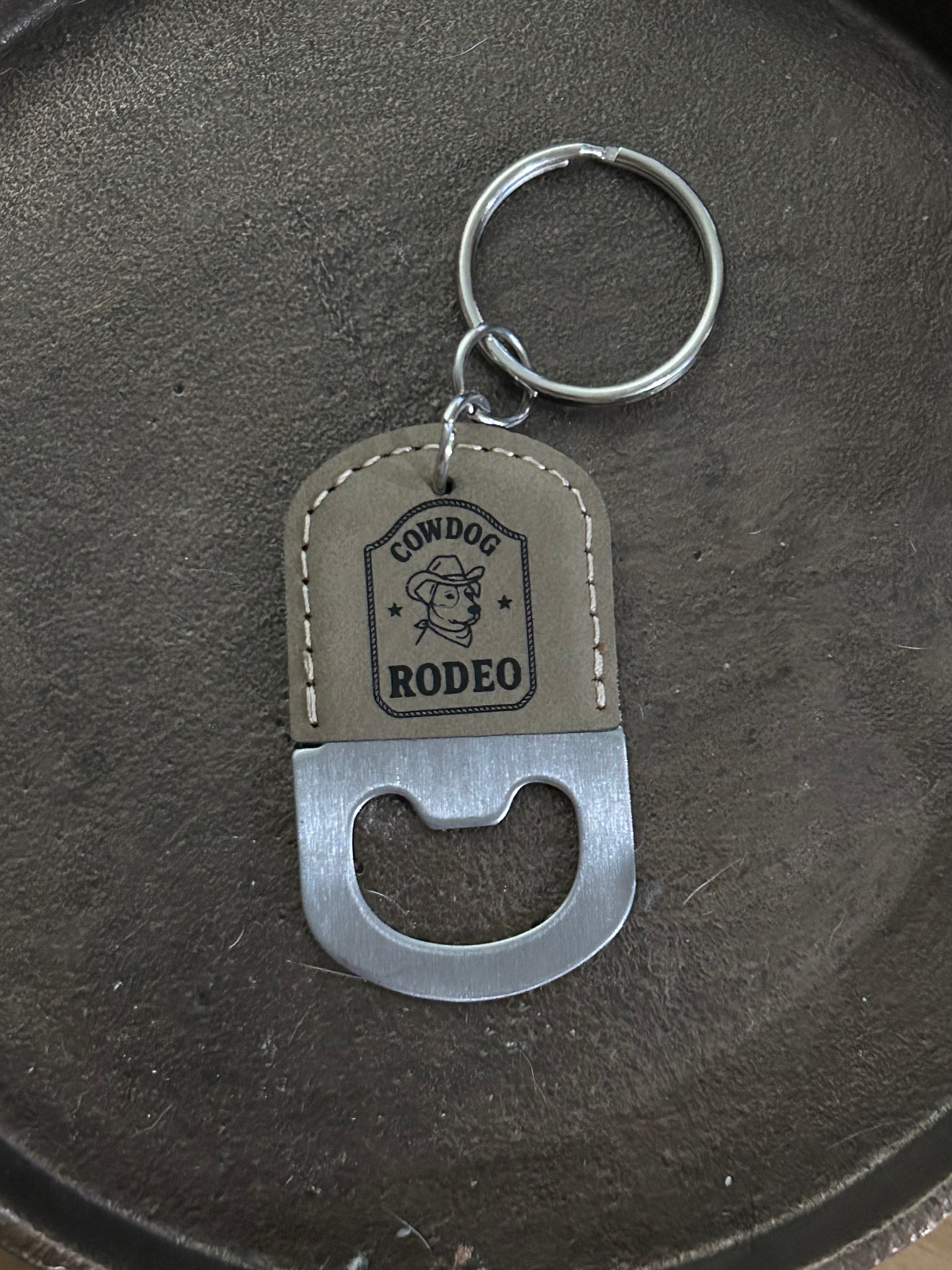 Leatherette Oval Bottle Opener Keychain Two-Sided