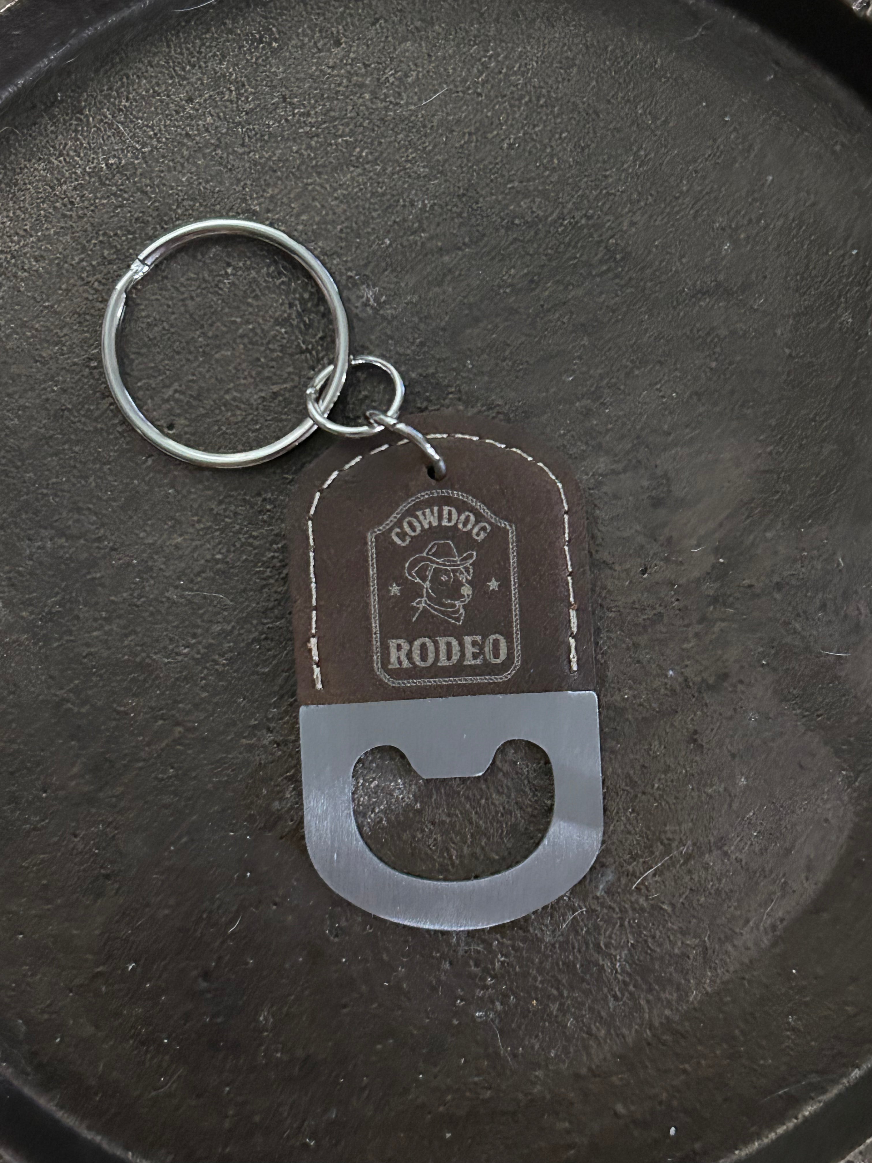 Leatherette Oval Bottle Opener Keychain Two-Sided